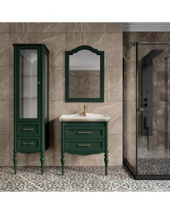 Мебель для ванной Эстетика 80 зеленая подвесная ручки золото Valenhouse