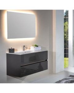 Мебель для ванной Vallessi 100 антрацит глянец с белой раковиной Armadi art