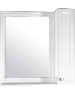 Зеркало шкаф Берта 85 белое патина серебро 10122 Asb-woodline