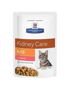 HILLS Diet K D Kidney Корм влаж диет лосось лечение заболеваний почек д кошек пауч 85г Hill`s