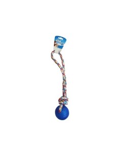 Игрушка для собак веревочная Мячик с ручкой синий 37cм Бельгия Duvo+