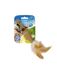 Игрушка для кошек дразнилка Мышь из картона с перьями коричневая 12 5х9 5х3см Бельгия Duvo+