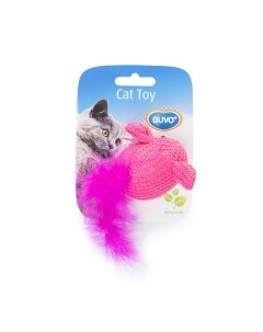 Игрушка для кошек мягкая Мышка с хвостом из перьев розовая 10х6х4см Бельгия Duvo+