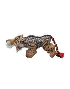Игрушка для собак брезентовая Тигр с оранжевым хвостом коричнево чёрная 46х15х18см Duvo+