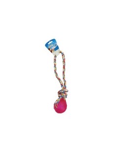 Игрушка для собак веревочная Мячик с ручкой розовый 37cм Бельгия Duvo+