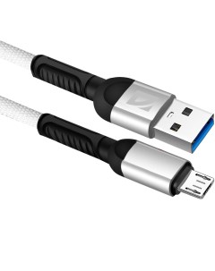 Кабель USB Micro USB 2 4A 1 м белый F167 87105WHI Defender