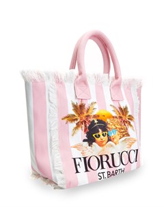 Пляжная сумка из хлопка с принтом Fiorucci и бахромой Mc2 saint barth
