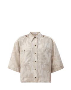 Льняная рубашка с принтом Ramage и цепочками Мониль Brunello cucinelli