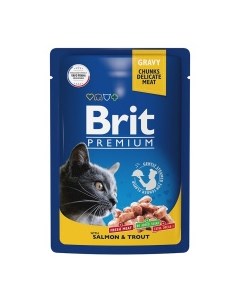 Premium Cat Adult Корм влаж лосось форель д кошек пауч 85г Brit*