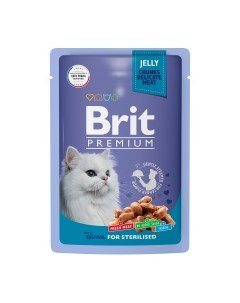 Premium Cat Sterilised Корм влаж перепёлка в желе д стерилизованных кошек пауч 85г Brit*