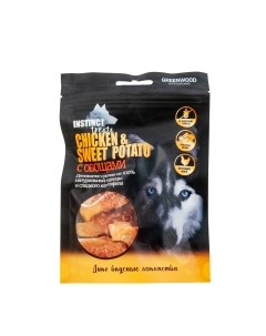 GREENWOOD INSTINCT TREATS Лакомство для собак Куриное филе со сладким картофелем кусочки 80гр Greenwood (лакомства)