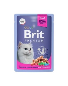 Premium Cat Sterilised Корм влаж индейка с сыром в желе д стерилизованных кошек пауч 85г Brit*