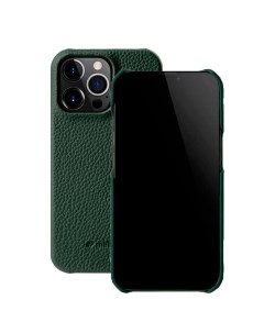 Кожаный чехол накладка Snap Cover для iPhone 15 Pro темно зеленый Melkco