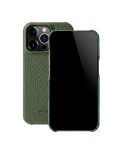 Кожаный чехол накладка Snap Cover для iPhone 15 Pro Max зеленый Melkco