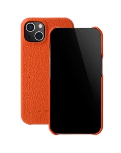 Кожаный чехол накладка Snap Cover для iPhone 15 оранжевый Melkco