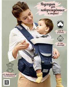 Эрго рюкзак хипсит слинг для новорожденного Luxury тёмно синий Mom's babies