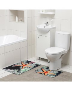 Набор ковриков для ванной и туалета Морская звезда 2 шт 50x80 40x50 см Доляна