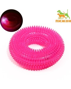 Игрушка светящаяся для собак Жевательное кольцо TPR 12 см розовая Nobrand