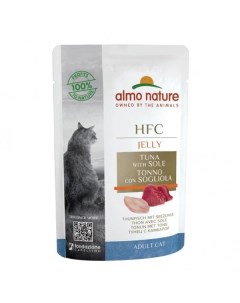 Влажный корм для кошек CAT HFC JELLY с тунцом и камбалой 24шт по 55г Almo nature