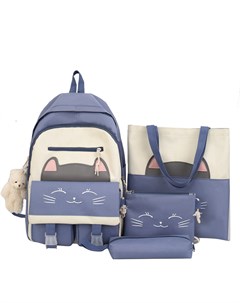 Рюкзак школьный для девочки 4 в 1 Cat синий Rafl