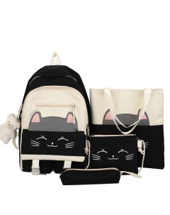 Рюкзак школьный для девочки 4 в 1 Cat черный Rafl