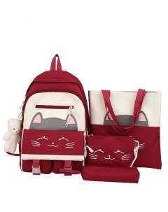 Рюкзак школьный для девочки 4 в 1 Cat бордовый Rafl