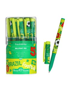Ручка шариковая FreshWrite Футбол Чемпионы Бразилия 0 7 мм синие чернила Bruno visconti
