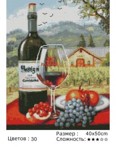 Алмазная мозаика вино виноград ZM 1156 на подрамнике 40х50 полная выкладка Nobrand