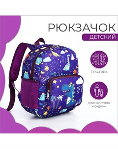 Рюкзак детский на молнии 3 наружных кармана цвет фиолетовый Nobrand