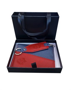 Набор подарочный Брелок Обложка для авто документов большая темно синий красный Пфк цска