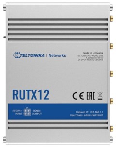 Маршрутизатор промышленный RUTX12 LTE Cat6 2хmini SIM 1xRJ45 WAN 1Gbps 4xRJ45 LAN 1Gbps WiFi 2 4 5GH Teltonika networks
