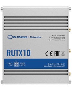 Маршрутизатор промышленный RUTX10 4xRJ45 LAN WAN 1Gbps WiFi 2 4 5 GHz 802 11b g n ac Wave 2 bluetoot Teltonika networks