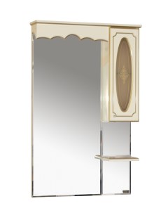 Зеркало шкаф Монако 70 правый белый с золотом и подсветкой Misty