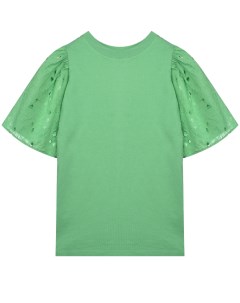 Зеленая футболка с шитьем на рукавах Molo