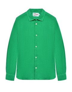 Льняная рубашка с длинными рукавами зеленая Saint barth