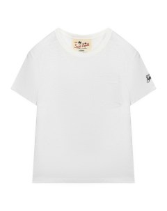 Льняная футболка с накладным карманом белая Saint barth