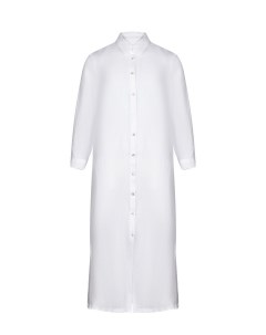 Платье рубашка с разрезами по бокам белое 120% lino