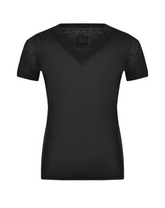 Льняная футболка с v образным вырезом черная 120% lino