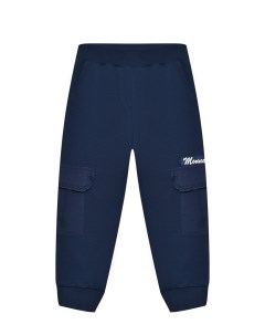 Брюки спортивные с карманами карго темно синие Monnalisa