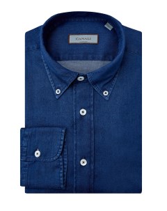 Рубашка из окрашенного вручную хлопка с воротником button down Canali