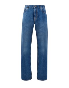 Свободные джинсы Baggy с контрастной прострочкой и вышивкой Etro