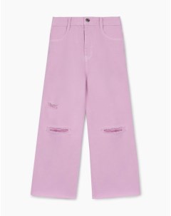 Розовые джинсы Long leg с рваной отделкой для девочки Gloria jeans