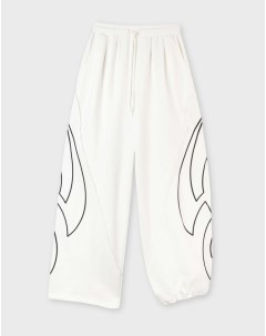 Белые спортивные брюки трансформеры Wide leg с принтом Gloria jeans