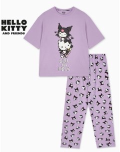 Фиолетовая пижама oversize с принтом Hello Kitty Gloria jeans