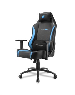 Кресло игровое SGS20 BK BU чёрно синее до 120кг синтетическая кожа регулируемый угол наклона механиз Sharkoon