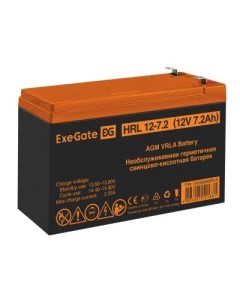 EX285658RUS Аккумуляторная батарея HRL 12 7 2 12V 7 2Ah 1227W клеммы F2 Exegate