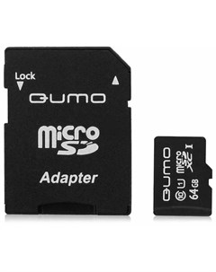 Карта памяти Micro SecureDigital 64Gb UHS I 3 0 QM64GMICSDXC10U1 адаптер SD Qumo