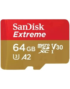 Карта памяти Micro SecureDigital 64Gb Extreme microSDXC class 10 UHS 1 U3 V30 A2 SDSQXAH 064G GN6MN Sandisk