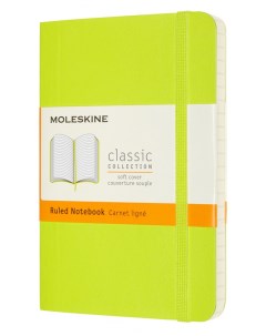 Записная книжка в линейку Classic Soft Pocket 90x140 мм 192 стр мягкая обложка лайм Moleskine