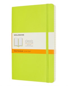 Записная книжка в линейку Classic Soft Large 13х21 см 192 стр обложка мягкая лайм Moleskine